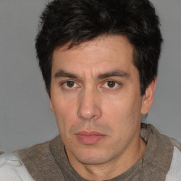 Neutral white adult male with short  brown hair and brown eyes