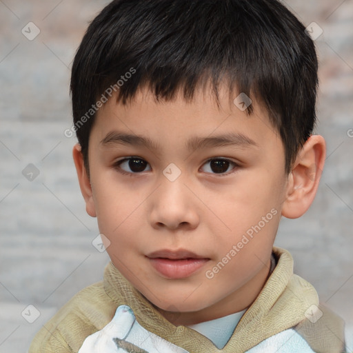 Neutral white child male with short  brown hair and brown eyes