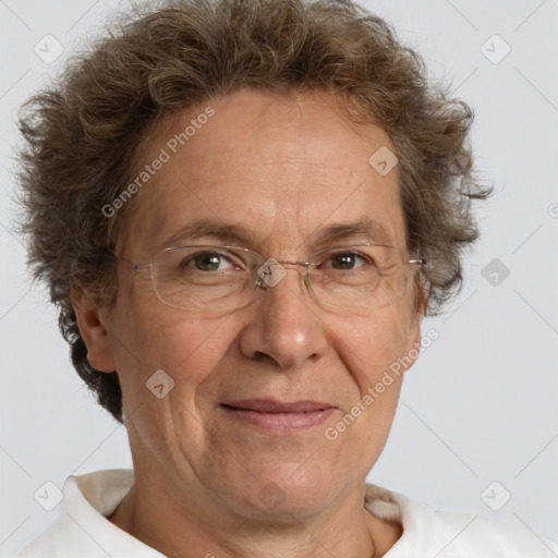 Joyful white middle-aged male with short  brown hair and brown eyes