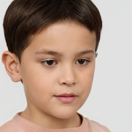 Neutral white child male with short  brown hair and brown eyes