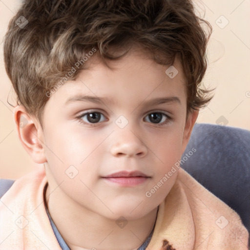 Neutral white child male with short  brown hair and brown eyes