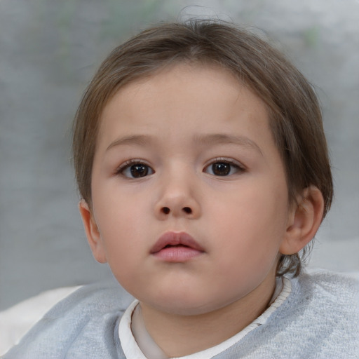 Neutral white child female with medium  brown hair and brown eyes