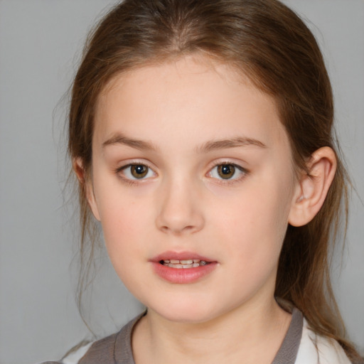 Neutral white child female with medium  brown hair and brown eyes