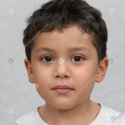 Neutral white child male with short  brown hair and brown eyes