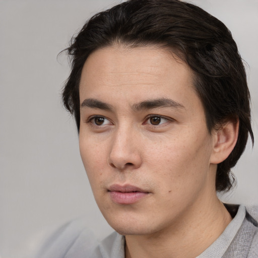 Neutral white young-adult male with medium  brown hair and brown eyes