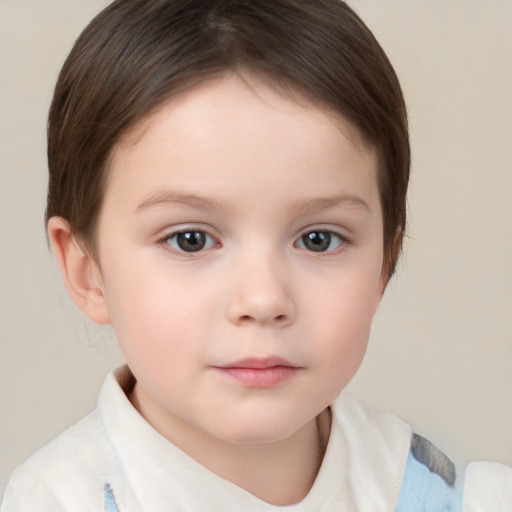 Neutral white child female with short  brown hair and brown eyes