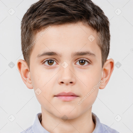 Neutral white child male with short  brown hair and brown eyes