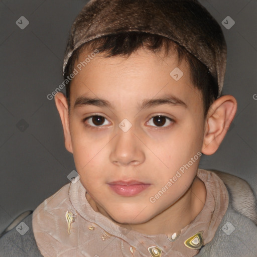 Neutral white child male with short  brown hair and brown eyes