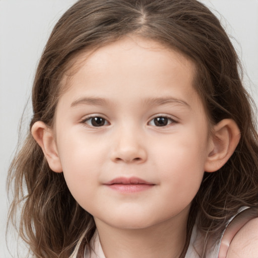 Neutral white child female with medium  brown hair and brown eyes