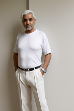 Saudi arabian middle-aged male with  white hair