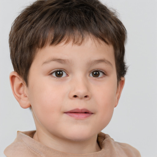 Neutral white child male with short  brown hair and brown eyes