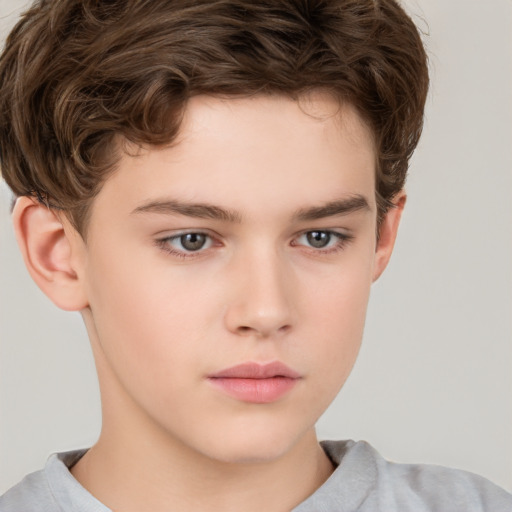 Neutral white child male with short  brown hair and brown eyes