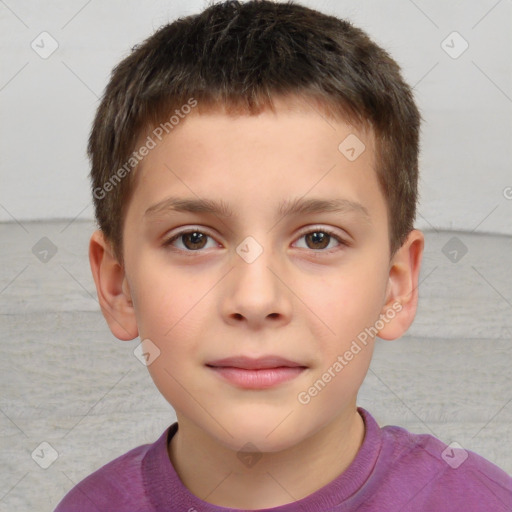 Neutral white child male with short  brown hair and brown eyes