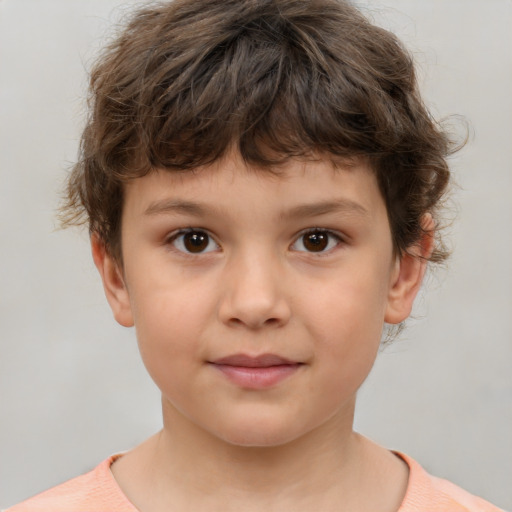 Neutral white child female with short  brown hair and brown eyes