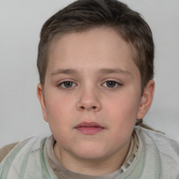 Neutral white child female with short  brown hair and brown eyes