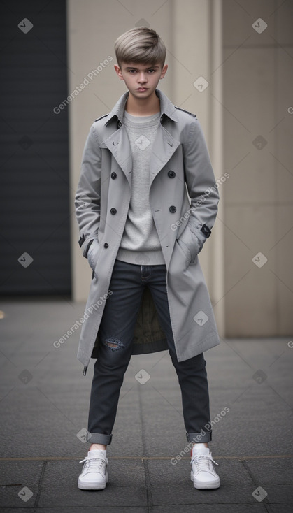 Polish teenager boy with  gray hair