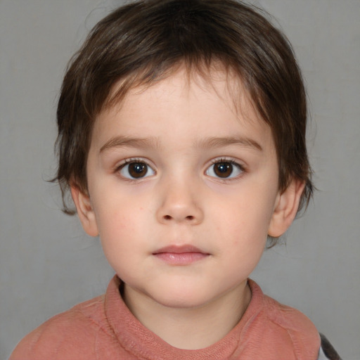 Neutral white child male with medium  brown hair and brown eyes