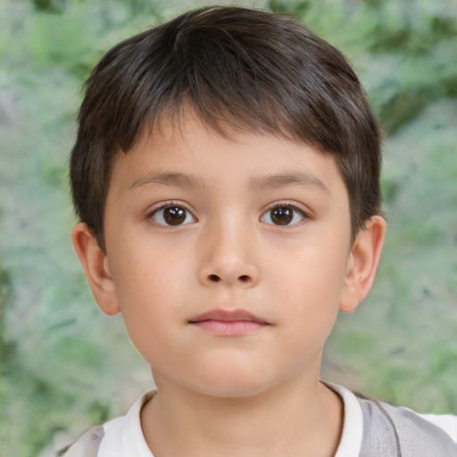 Neutral white child male with short  brown hair and brown eyes