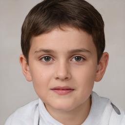 Neutral white child male with short  brown hair and brown eyes