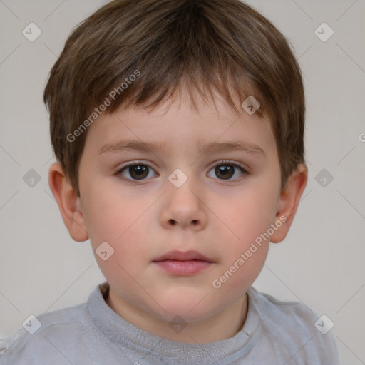 Neutral white child male with short  brown hair and brown eyes