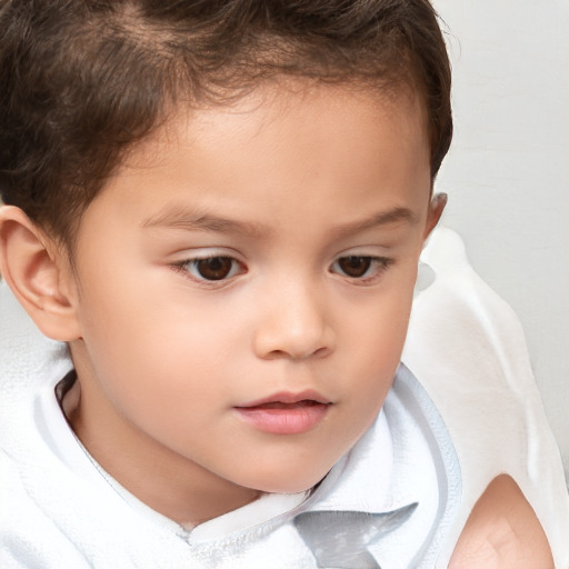 Neutral white child female with short  brown hair and brown eyes