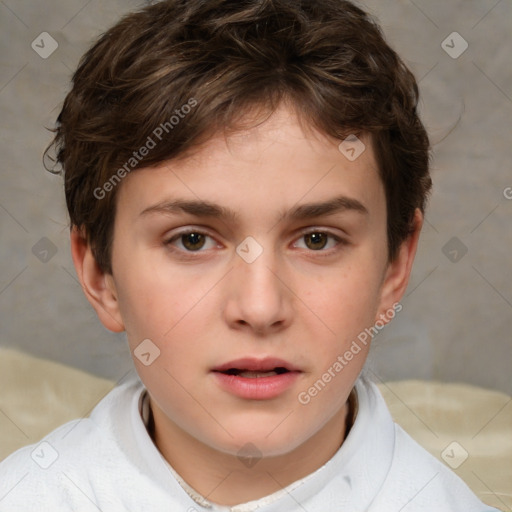 Neutral white child male with short  brown hair and brown eyes