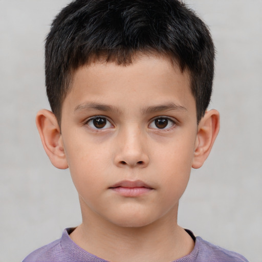 Neutral white child male with short  brown hair and brown eyes