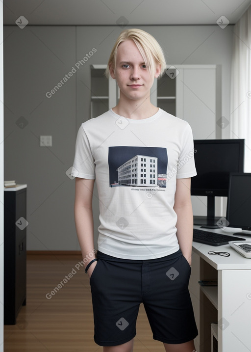 Finnish adult non-binary with  blonde hair