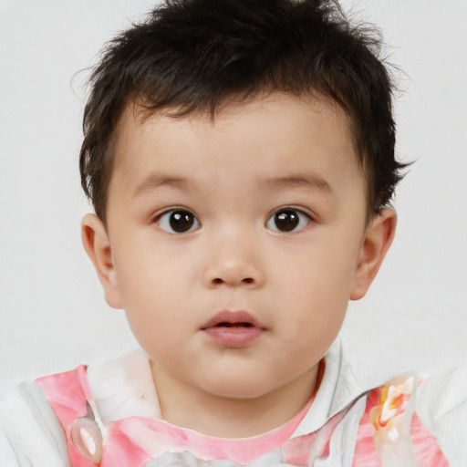 Neutral white child male with short  brown hair and brown eyes