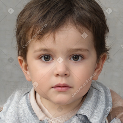 Neutral white child male with short  brown hair and brown eyes