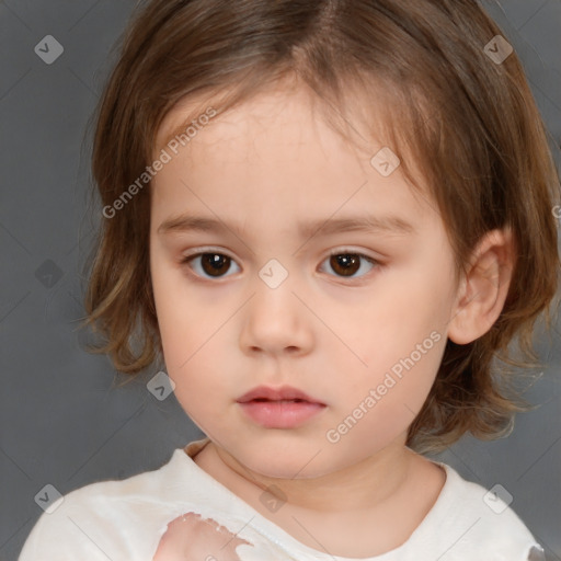 Neutral white child female with medium  brown hair and brown eyes