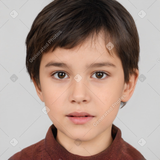 Neutral white child male with short  brown hair and brown eyes