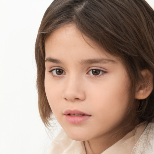 Neutral white child female with medium  brown hair and brown eyes