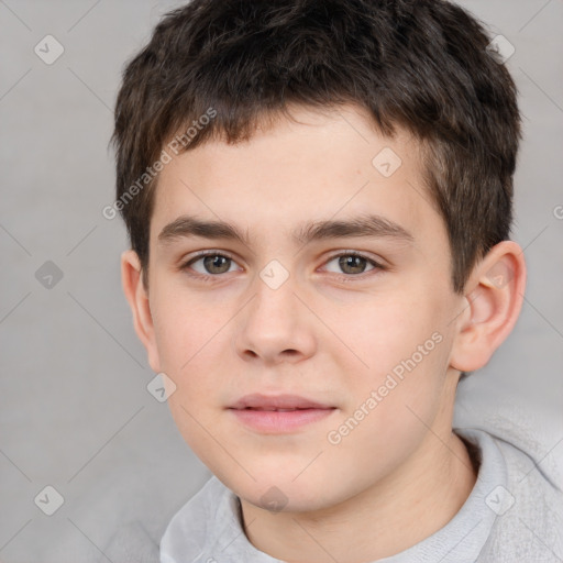 Neutral white child male with short  brown hair and brown eyes