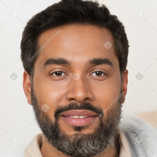 Neutral black young-adult male with short  brown hair and brown eyes