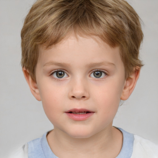 Neutral white child male with short  brown hair and brown eyes