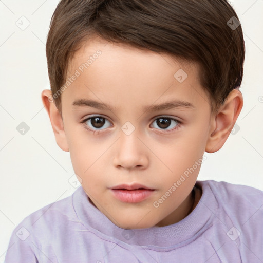 Neutral white child male with short  brown hair and brown eyes