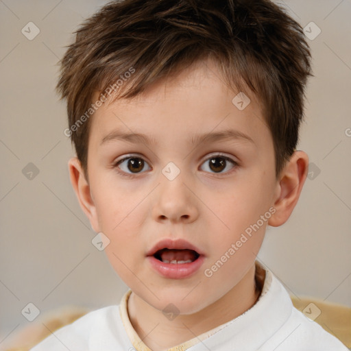 Neutral white child male with short  brown hair and brown eyes