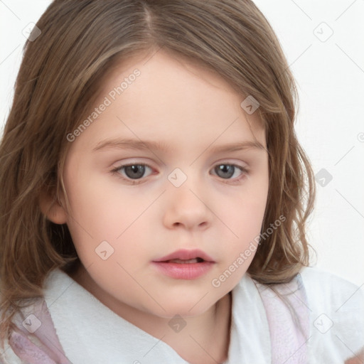 Neutral white child female with medium  brown hair and brown eyes