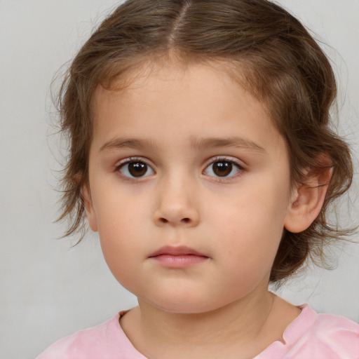 Neutral white child female with medium  brown hair and brown eyes