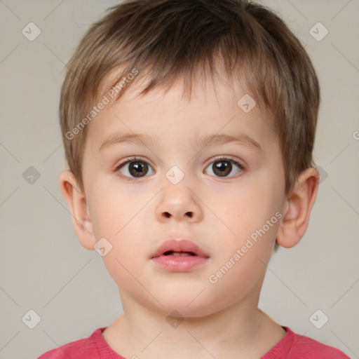 Neutral white child male with short  brown hair and brown eyes