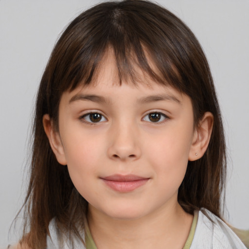 Neutral white child female with medium  brown hair and brown eyes