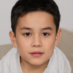 Neutral white child male with short  brown hair and brown eyes