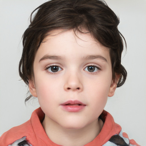 Neutral white child female with medium  brown hair and brown eyes