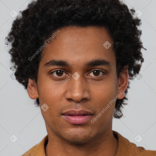 Neutral black young-adult male with short  brown hair and brown eyes