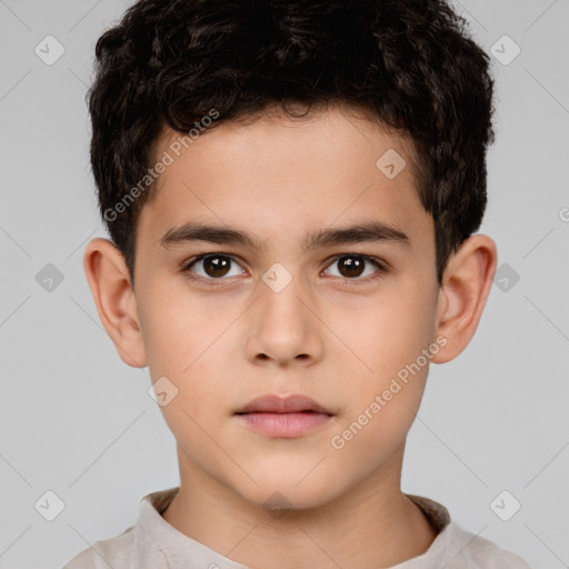 Neutral white child male with short  brown hair and brown eyes