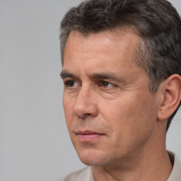 Neutral white adult male with short  brown hair and brown eyes