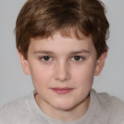 Neutral white child male with short  brown hair and brown eyes