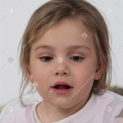 Neutral white child female with medium  brown hair and brown eyes