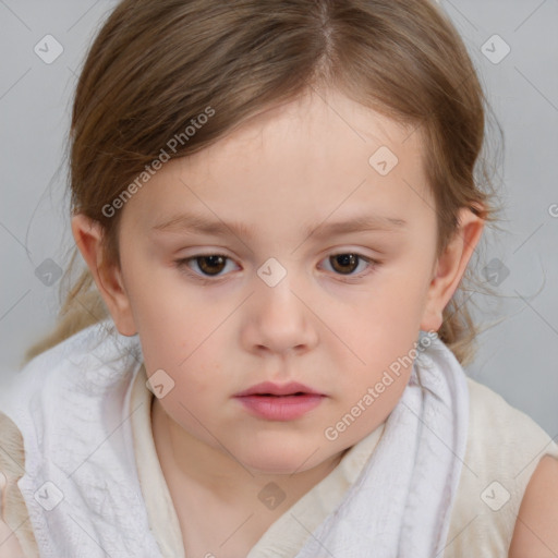 Neutral white child female with medium  brown hair and brown eyes